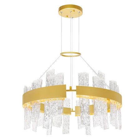 Cwi Lighting Guadiana 32 in LED Satin Gold Chandelier 1246P32-602